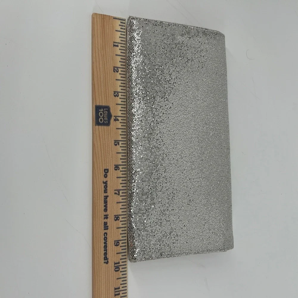 Victorias Secret Silver Glitter‎ Envelope Clutch Pink Lining Evening Bag